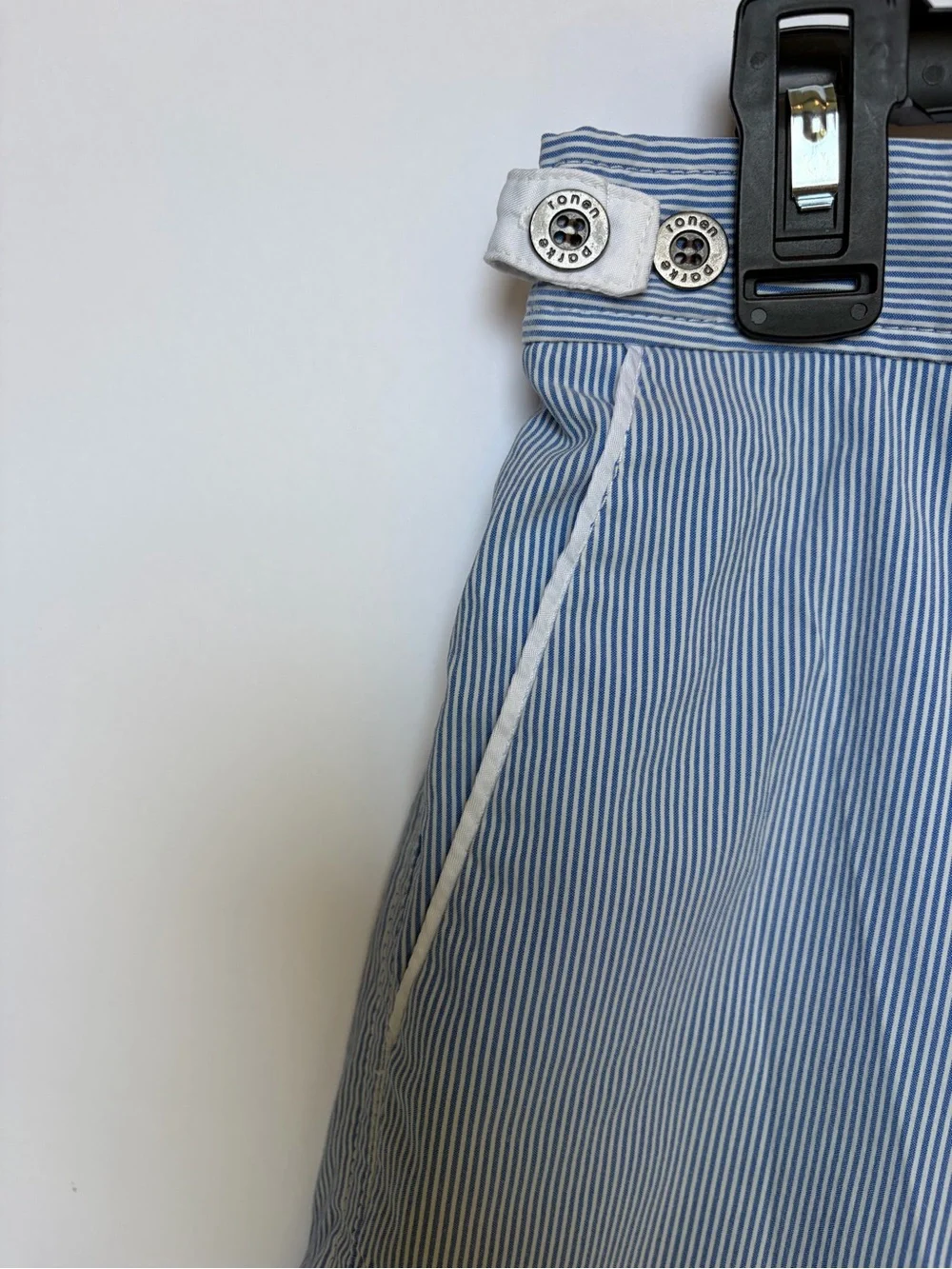 Parke & Ronen Men’s Blue White Stripe Swim Trunks Size 28 USA Made